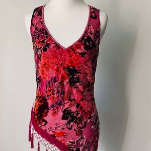 Cache Tunic Size S Pink mesh tassel